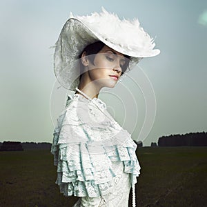 Woman in vintage dress