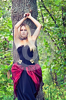 Woman in vintage dress