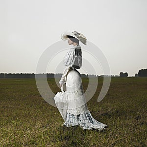 Woman in vintage dress