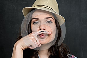 Woman With Vintage Moustache