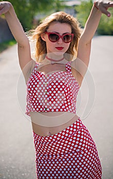 Woman in vintage pin up costume