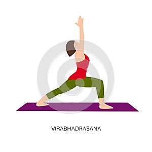 Woman in Virabhadrasana or Good warrior pose