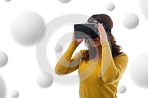 Woman in virtual reality headset