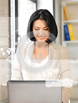 Woman with virtual screen