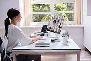 Woman In Virtual Telework Webinar