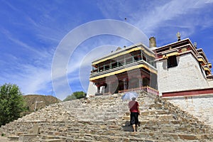 Woman visit the wudangzhao temple in baotou city, adobe rgb