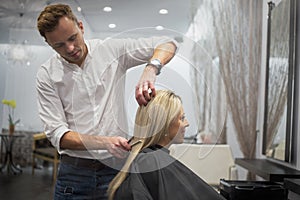 Woman visiting hair salon