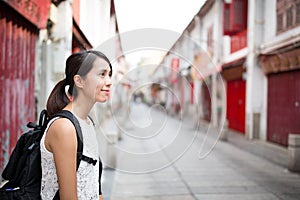 Woman visiting Macao city photo