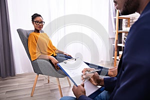 Woman Visiting Psychologist To Treat Depression