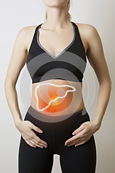 Woman with visualisation of liver