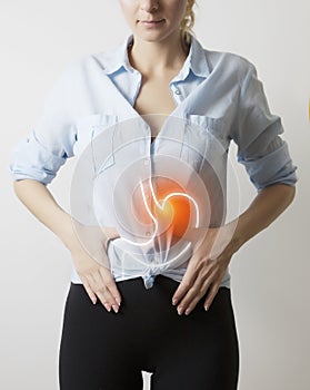 Woman with visualisation of stomach