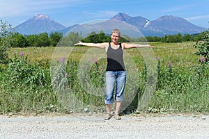 Woman and Volcano