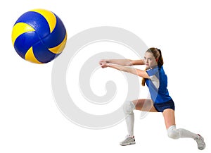 Woman volleyball player isolated with ball version