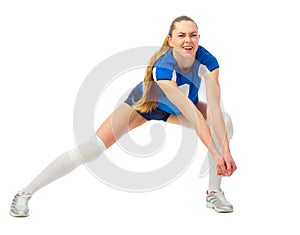 Woman volleyball player isolated ver without ball