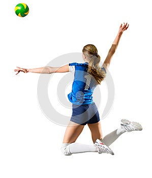 Woman volleyball player isolated version with ball
