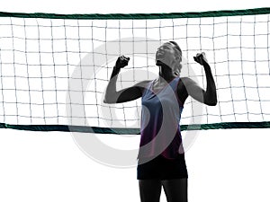 Woman volleyball players isolated silhouette