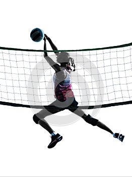 Woman volleyball players isolated silhouette