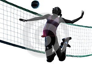 Woman volleyball players isolated silhouette