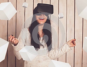 Woman in VR glasses