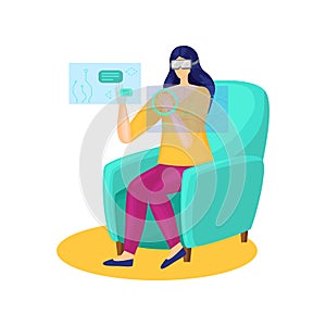 Woman with vr glasses metaverse concept vector illustration