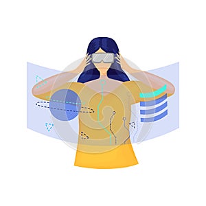 Woman with vr glasses metaverse concept vector illustration