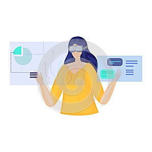 Woman with vr glasses metaverse concept vector illustration