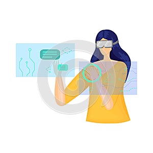 Woman with vr glasses metaverse concept vector illustration