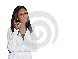 Woman wagging her finger