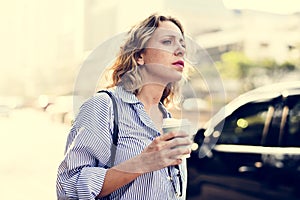 Woman on the wait for cab