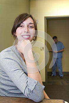 Woman waiting at clinic