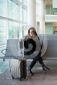 Woman waiting for flight