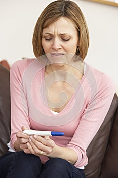 Woman Waiting For Pregnancy Test