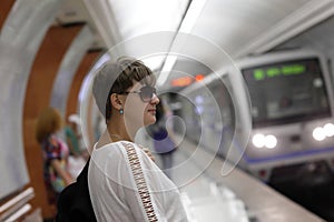 Woman waiting train