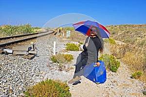 Woman waiting for the train