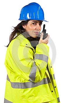 Woman with walkie talkie photo