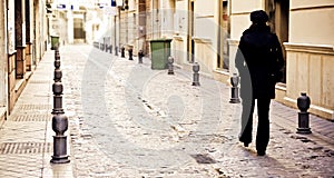 Woman walking alone