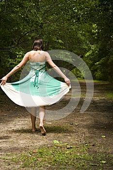 Woman walking barefoot