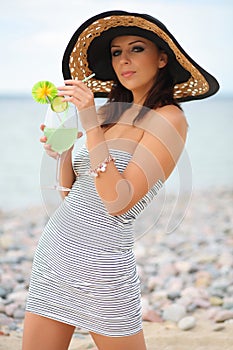 Woman walking on the beach