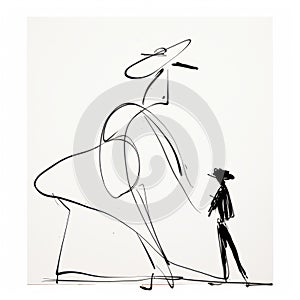 Woman Walking Behind Horse: A George Condo-inspired Drawing