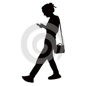 a woman walking body silhouette vector