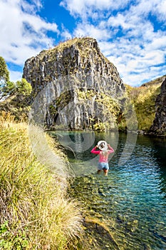 Woman walking through Clarkes Gorge Australia