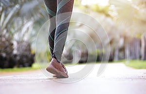 Woman walking exercise on trail