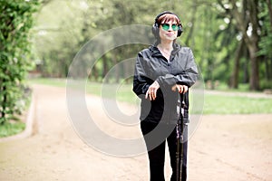 Woman walking with hiking sticks