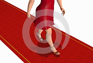 Woman walking by the red carpet