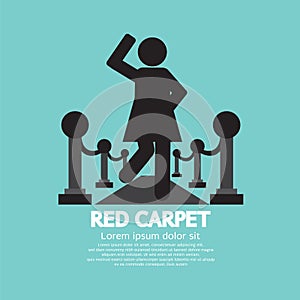 Woman Walking On Red Carpet Symbol