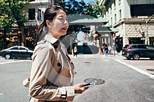 Woman walking in san francisco city