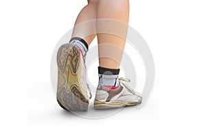 Woman walking, sport shoe closeup