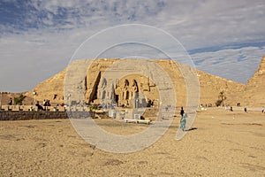 Woman walking towards the Temple of Ramses II