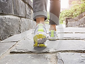 Woman walking on trail outdoor