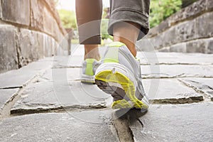 Woman Walking on trail outdoor exercise